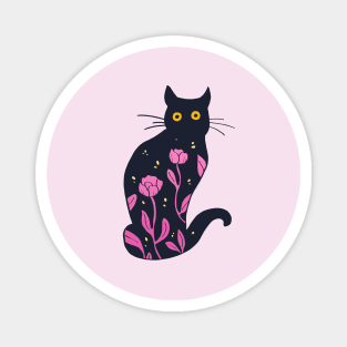 Kitty with pink flowers Magnet